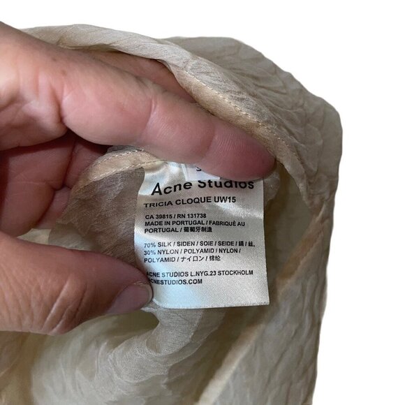 Acne Studios Womens Top Size Medium Beige Button Down Sleeveless Semi Sheer - Picture 4 of 7